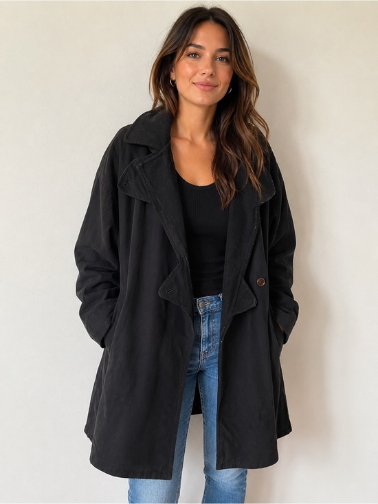 San Yo Jackets & Blazers - San Yo by Carol Cohen Black Wool Blend Trench Coat Jacket XS